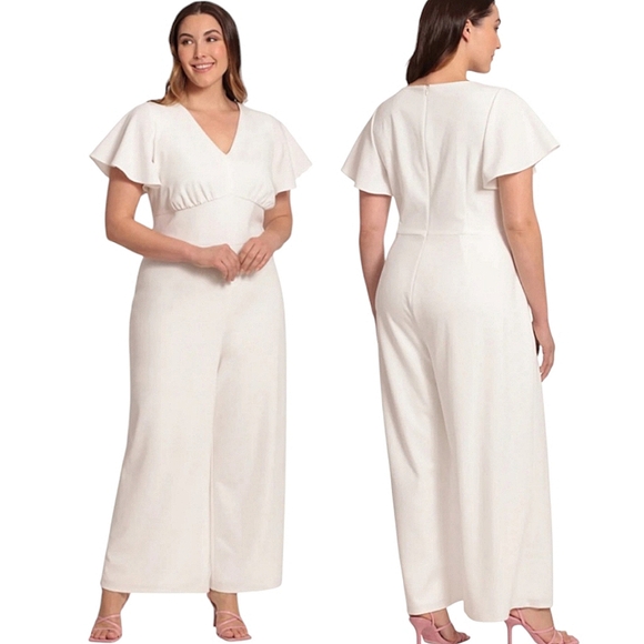 Maggy London Woman Kennedy Ivory Jumpsuit 14W (1X) - Picture 1 of 7